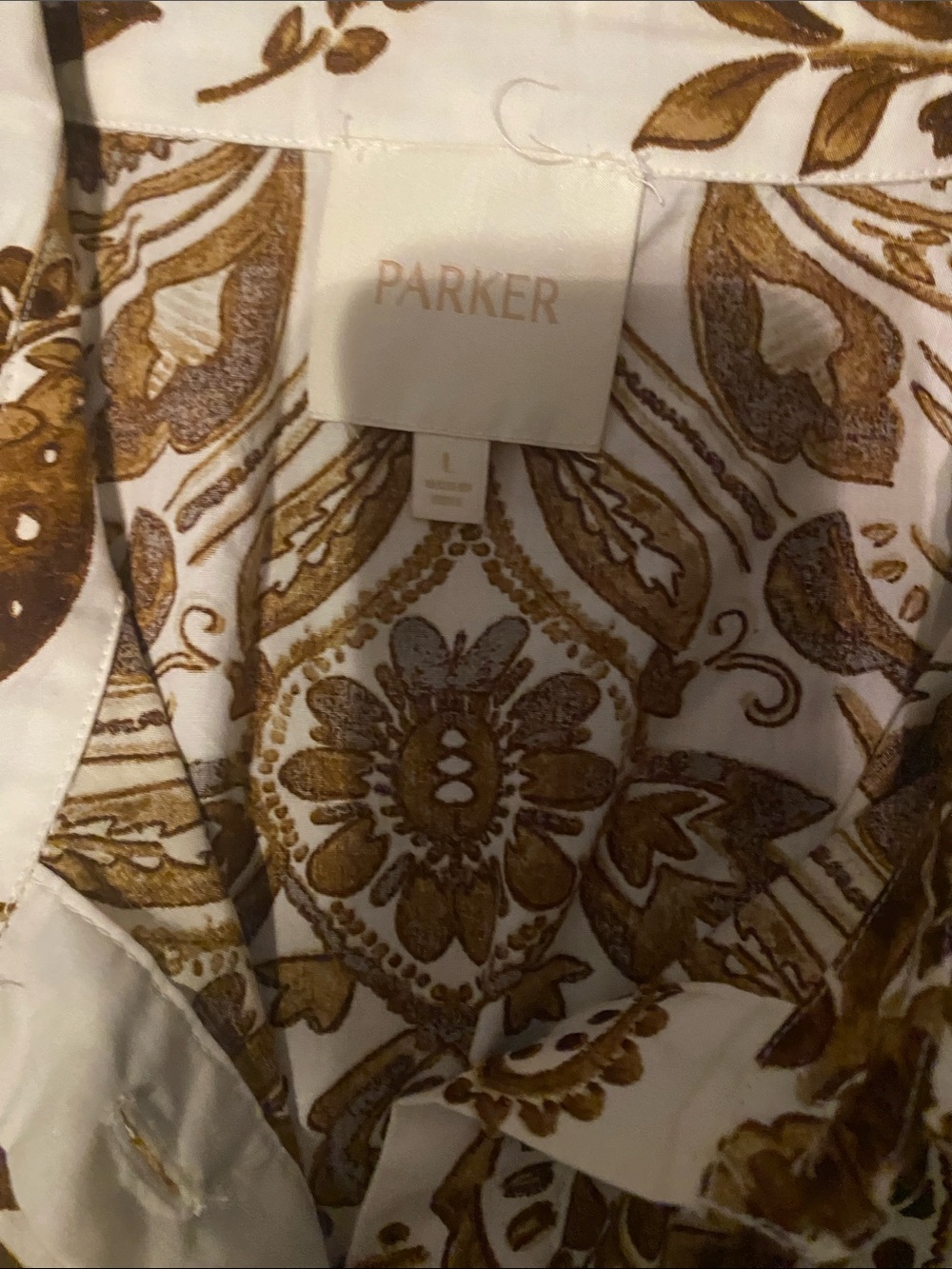 Parker White Dress with Brown Medallion Print - Picture 2 of 3